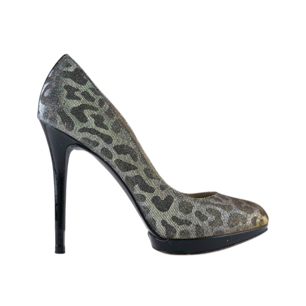BRIAN ATWOOD Metallic Gold & Silver Leopard Platform Pumps