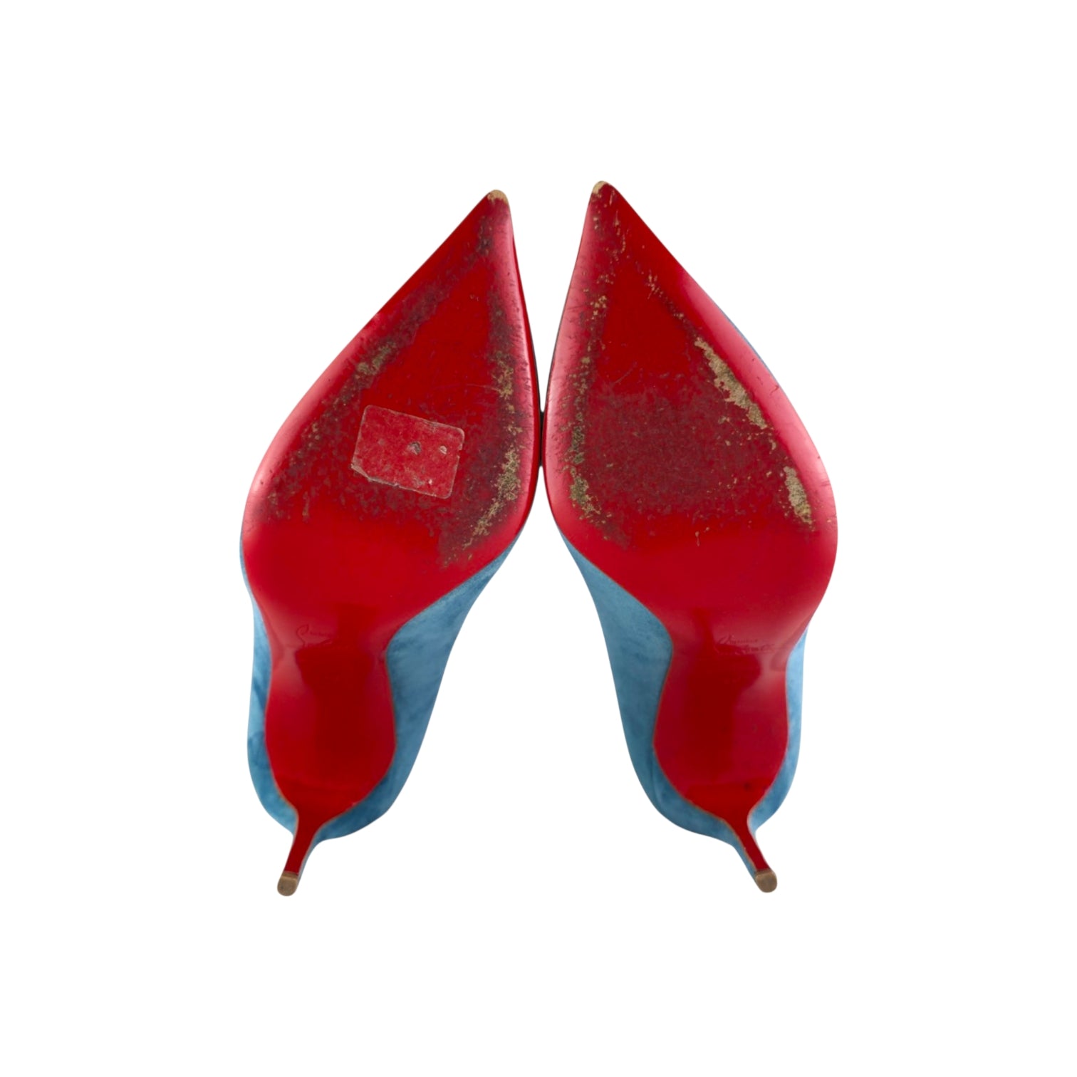 Christian Louboutin Pigalle Follies 100 Suede Celeste Pumps