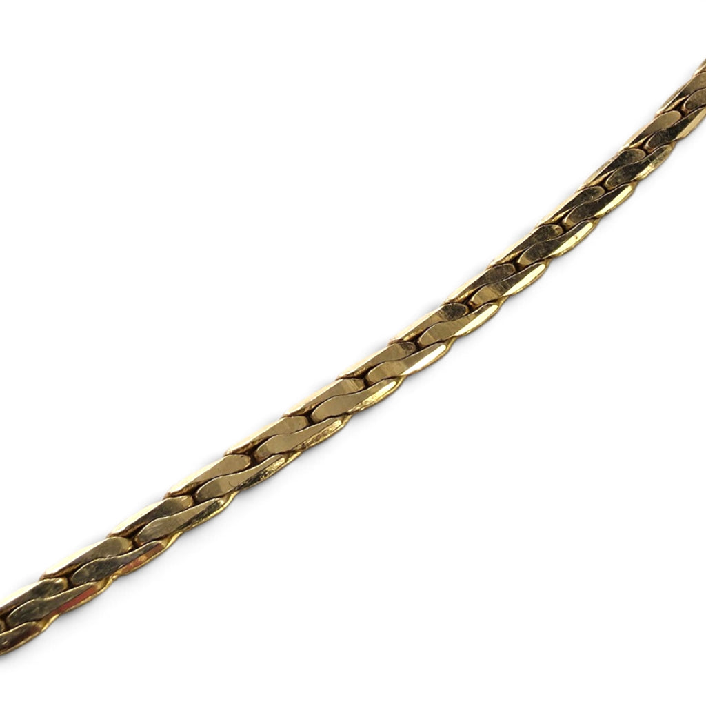 Vintage 14K KGP Gold Plated Herringbone Cobra Chain Necklace 16" Korea Stamped