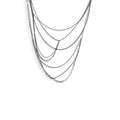 Vintage Multi Strand Layered Waterfall Necklace 32" Silver Gunmetal Mixed Links
